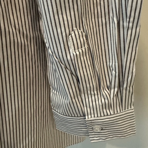 C striped women’s shirt, dress, SZ L gray/white NWOT - Picture 5 of 7